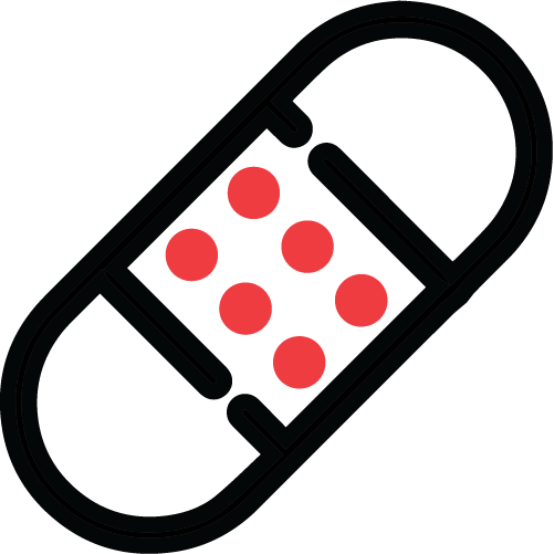 AMP programme icon showing an adhesive bandage over red dots