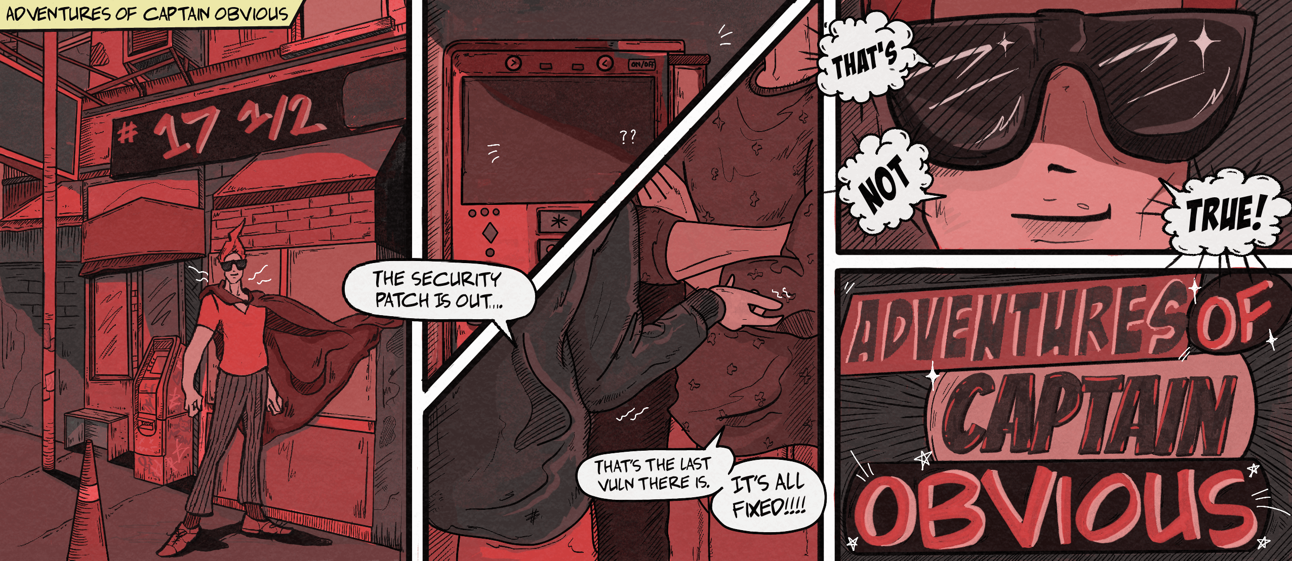 Adventures of Captain Obvious comic strip on device security