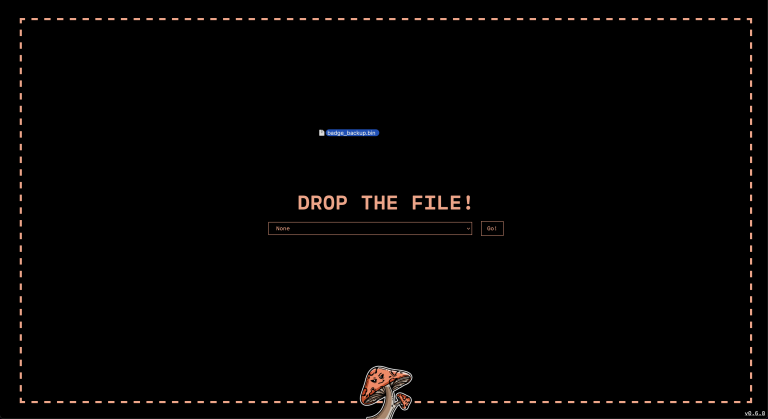 DEF CON 30 badge challenge screen prompting the player to drop the file