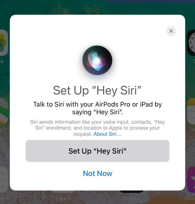iOS "Set Up Hey Siri" prompt shown by the spoofed accessory