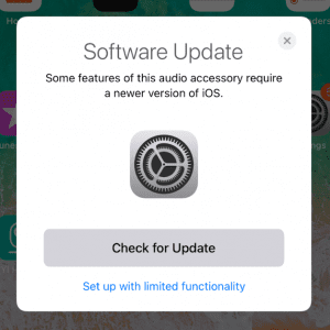 Spoofed iOS software update prompt shown by the rogue accessory